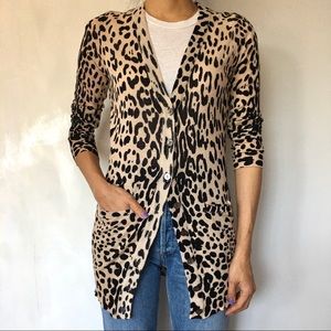 NEW long sleeve leopard print sweater layering cardigan S